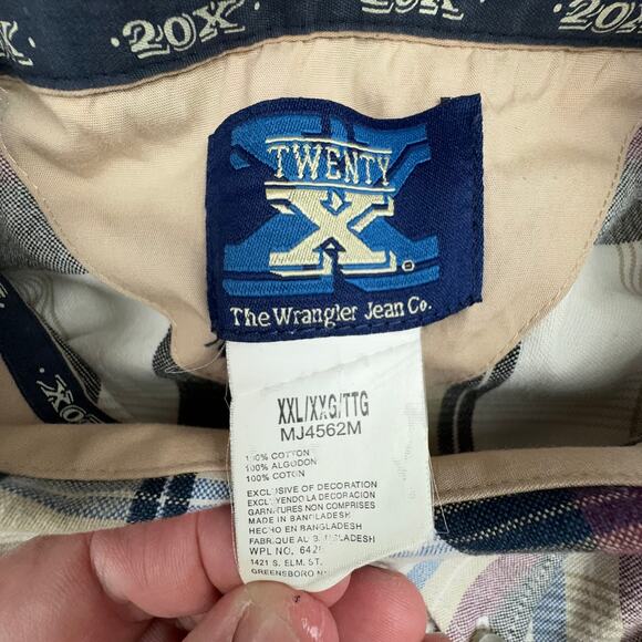 Wrangler Twenty X Plaid Button Down Men XXL Western Woven Shirt - Picture 8 of 8